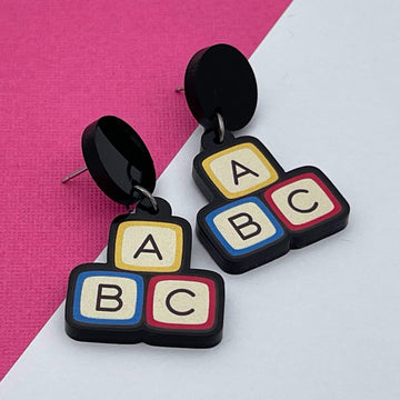 Handmade by 925Ltd Acrylic Earrings Surgical Steel ABC Acrylic Earrings