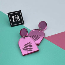 Handmade by 925Ltd Acrylic Earrings “Fern” Spring Acrylic Pink Fern Dangles