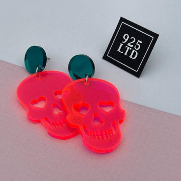 Handmade by 925Ltd Acrylic Earrings “Indi” Fluro Pink Acrylic Dangles