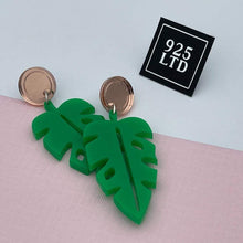 Handmade by 925Ltd Acrylic Earrings “Loris” Green Leaf Acrylic Dangles