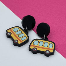 Handmade by 925Ltd Acrylic Earrings Surgical Steel School Bus Acrylic Earrings