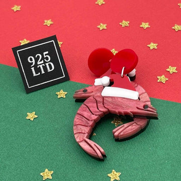 Handmade by 925Ltd Acrylic Earrings "Shrimply Having A Wonderful Christmas Time" Acrylic Dangles