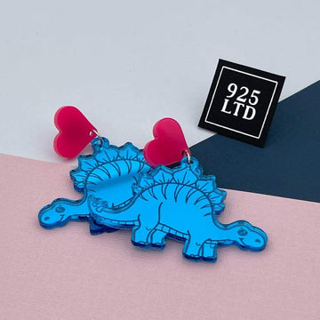 Handmade by 925Ltd Acrylic Earrings “Steve” Stegosaurus Acrylic Dinosaur Dangles