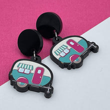 Handmade by 925Ltd Acrylic Earrings Surgical Steel Vintage Caravan Acrylic Earrings