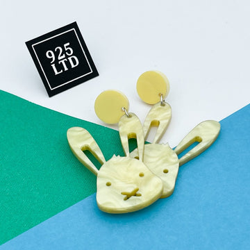Handmade by 925Ltd Acrylic Earrings Yellow Bunny Acrylic Dangles