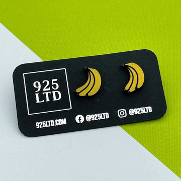 Handmade by 925Ltd Wooden Earrings Surgical Steel Banana Wooden Earrings