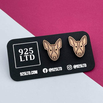 Handmade by 925Ltd Wooden Earrings Surgical Steel Bull Terrier Wooden Earrings