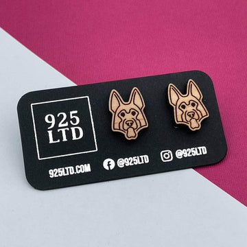 Handmade by 925Ltd Wooden Earrings Surgical Steel German Shepherd Wooden Earrings