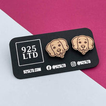 Handmade by 925Ltd Wooden Earrings Surgical Steel Golden Retriever Wooden Earrings