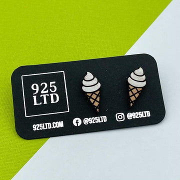 Handmade by 925Ltd Wooden Earrings Surgical Steel Ice Cream Wooden Earrings