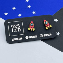 Handmade by 925Ltd Wooden Earrings Surgical Steel Rocketship Wooden Earrings